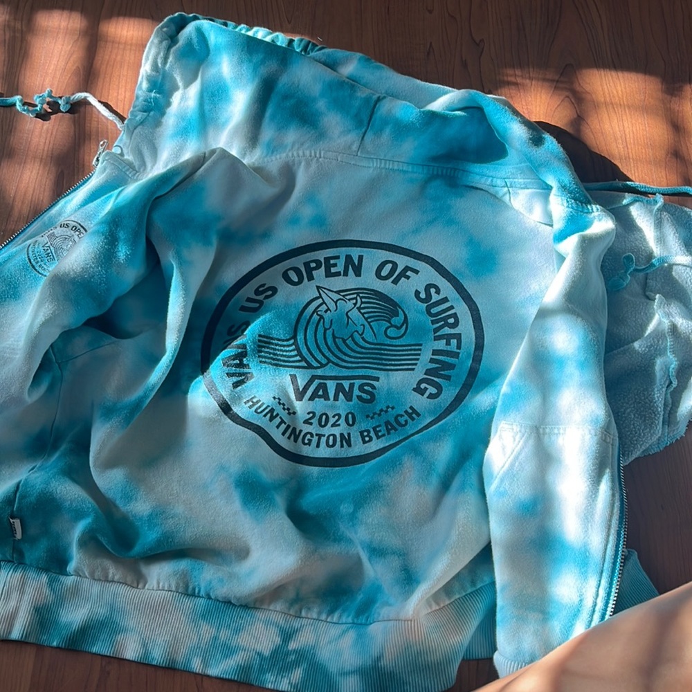 Vans, blue tie-dye hoodie size S